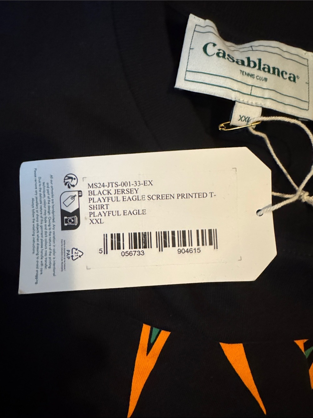 Casablanca Tennis Club Black Graphic Short Sleeve Tee - Picture 3 of 4